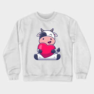 Cute Cow Hug Love Heart Crewneck Sweatshirt